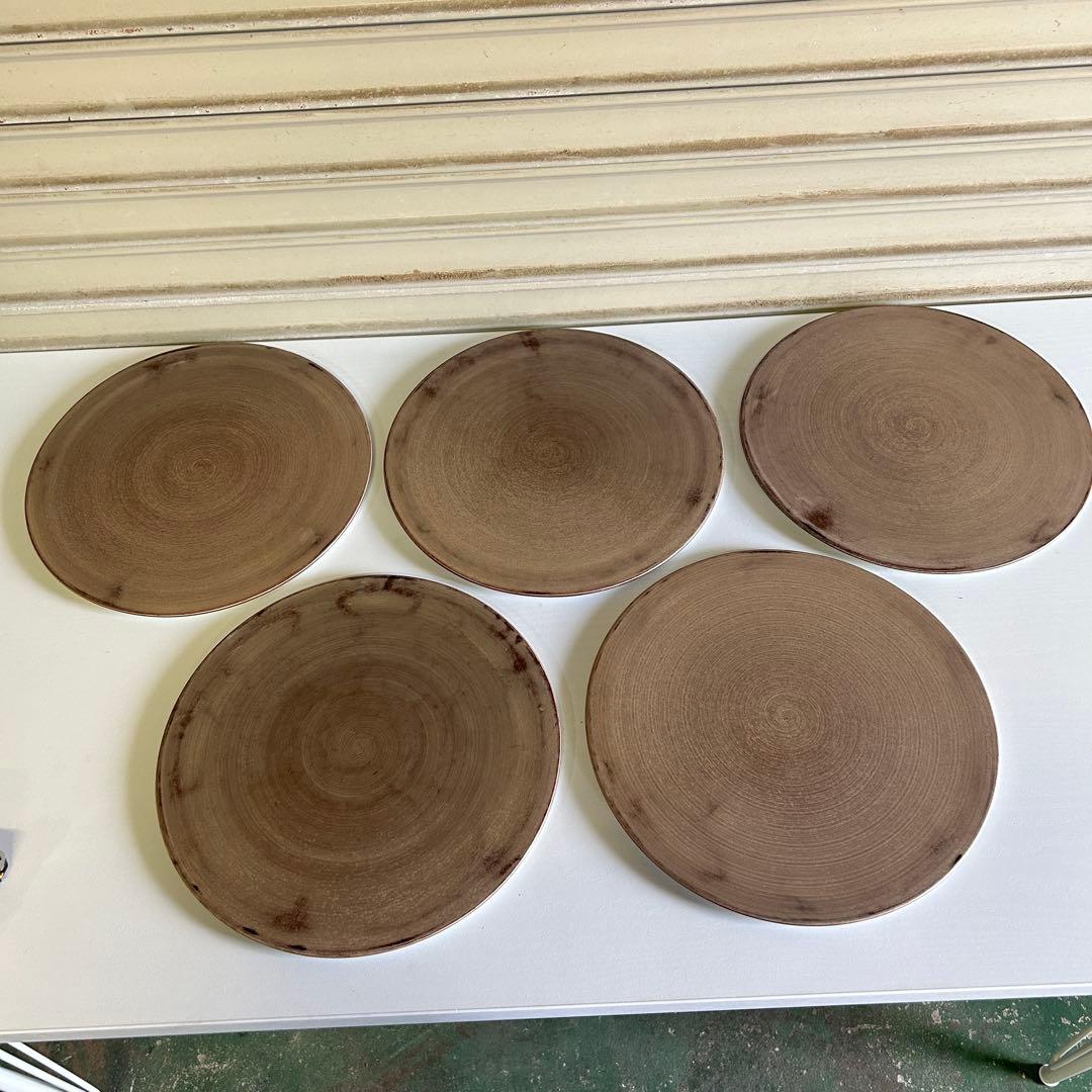 CE67 ★M.STYLE★ お皿 プレート5枚 平皿 茶色 食器 1