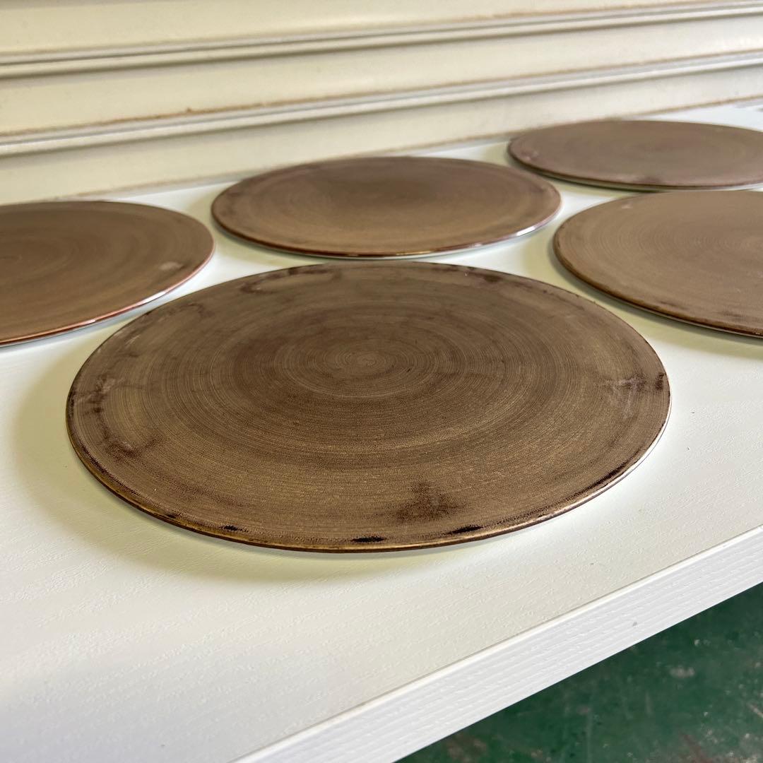 CE67 ★M.STYLE★ お皿 プレート5枚 平皿 茶色 食器 1