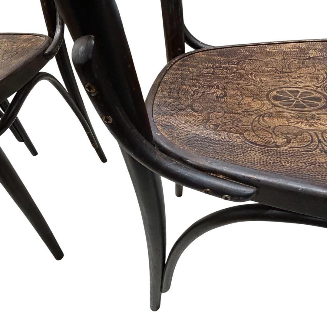 激レアアンティークTONベントウッドチェア パネルバック2脚 価値の解る方に!