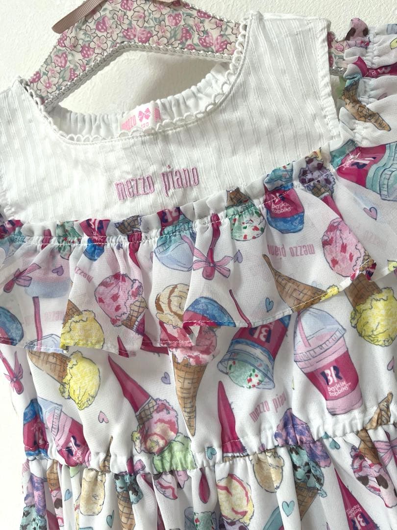 mezzo piano 31コラボ　アイスクリーム柄 半袖ワンピース 120