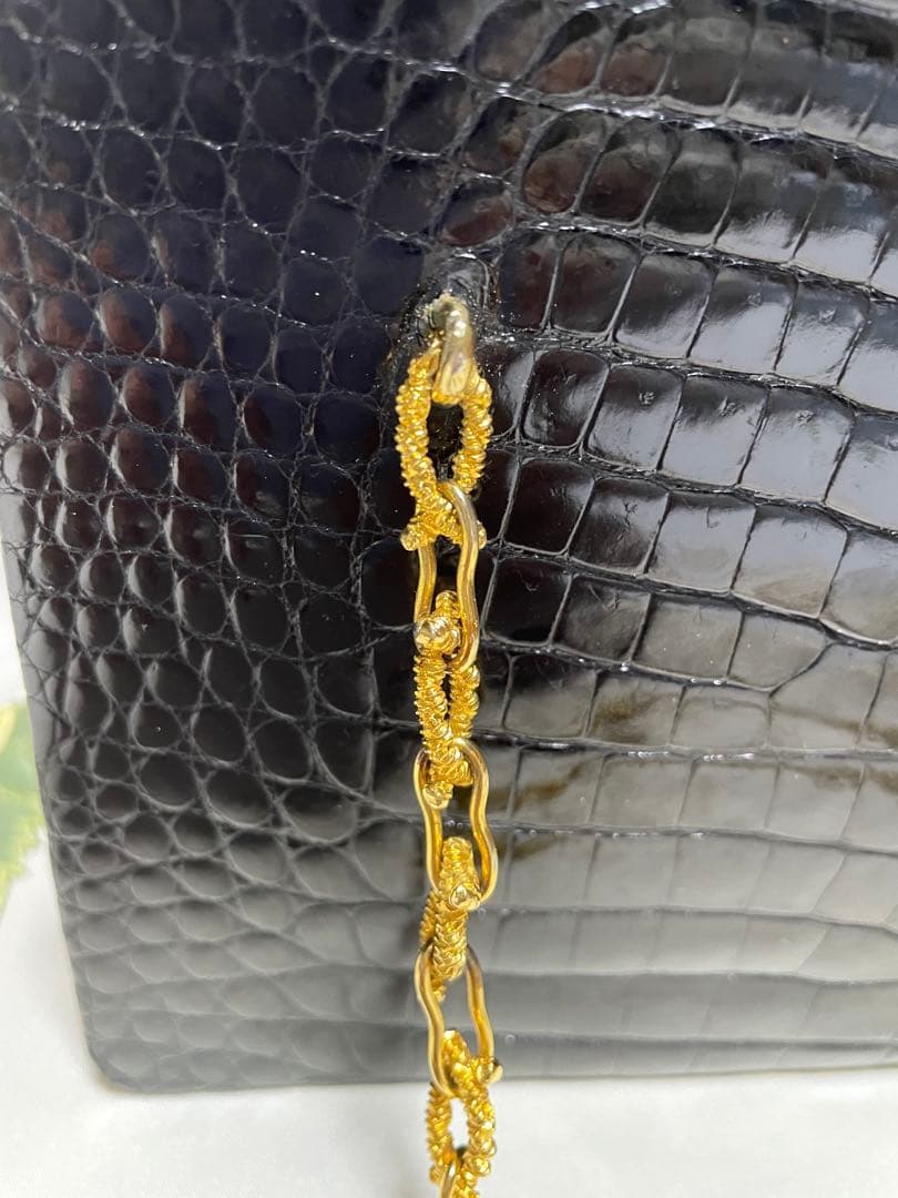 黒 クロコダイル風 パーティーバッグ