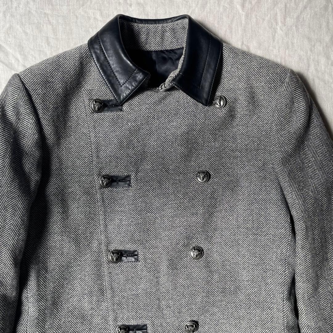 【希少】JEAN PAUL GAULTIER レザー ヘリンボーン コート 48