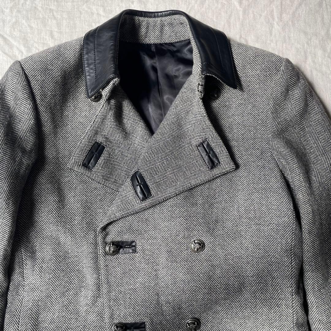 【希少】JEAN PAUL GAULTIER レザー ヘリンボーン コート 48