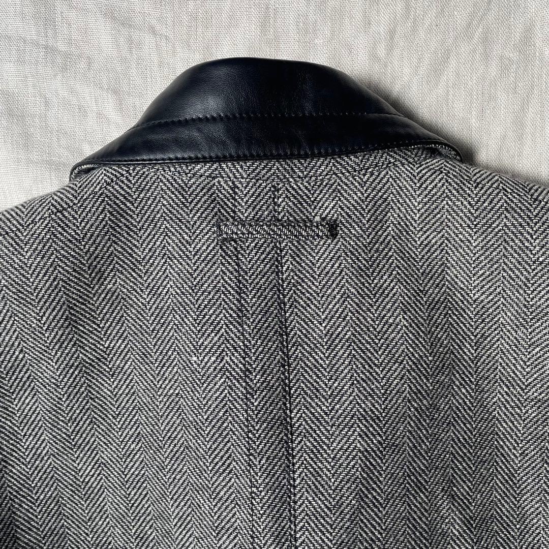 【希少】JEAN PAUL GAULTIER レザー ヘリンボーン コート 48