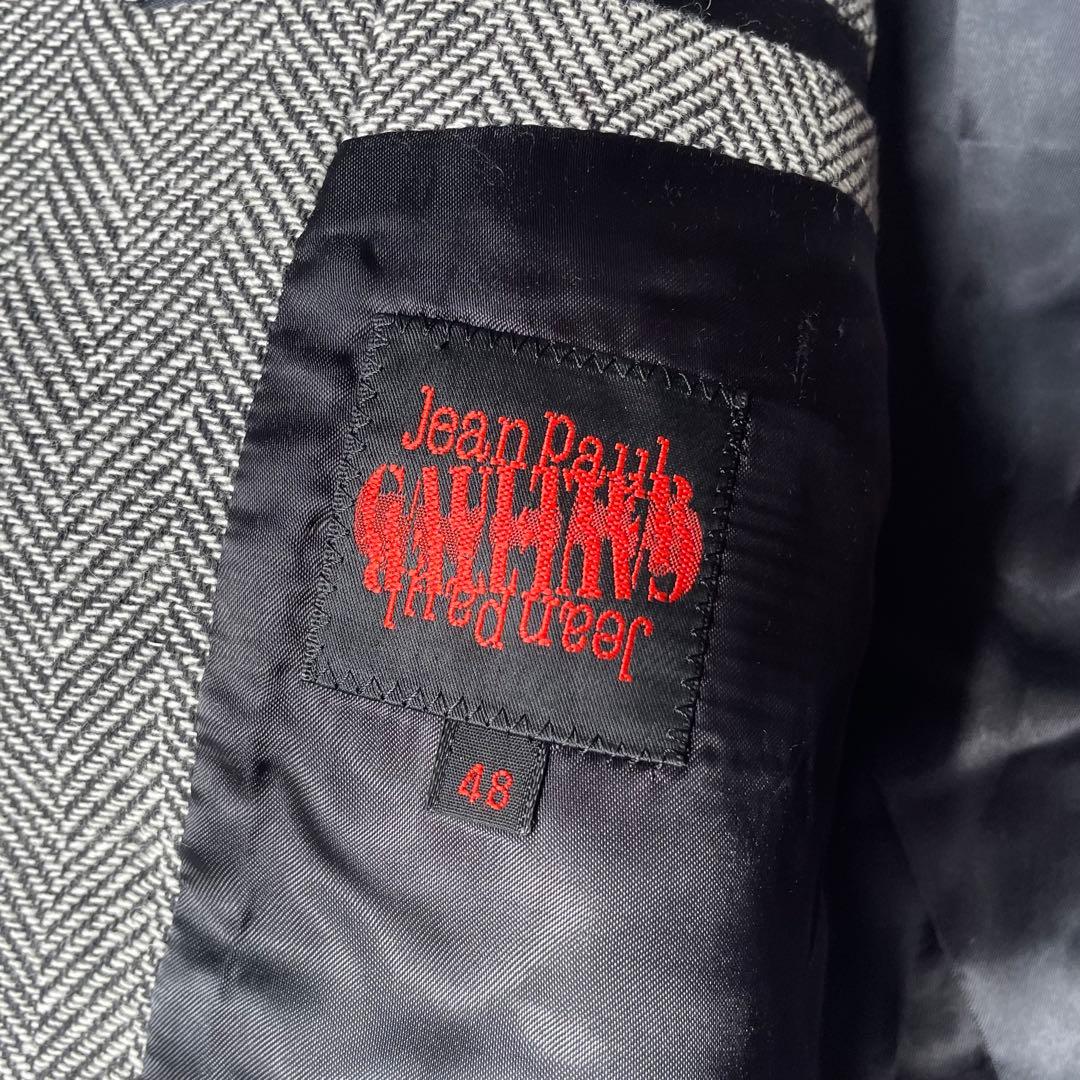 【希少】JEAN PAUL GAULTIER レザー ヘリンボーン コート 48