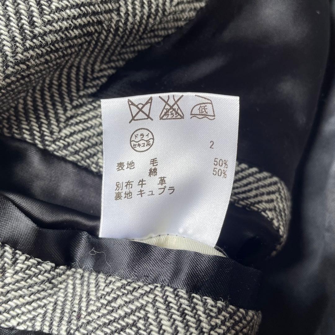 【希少】JEAN PAUL GAULTIER レザー ヘリンボーン コート 48