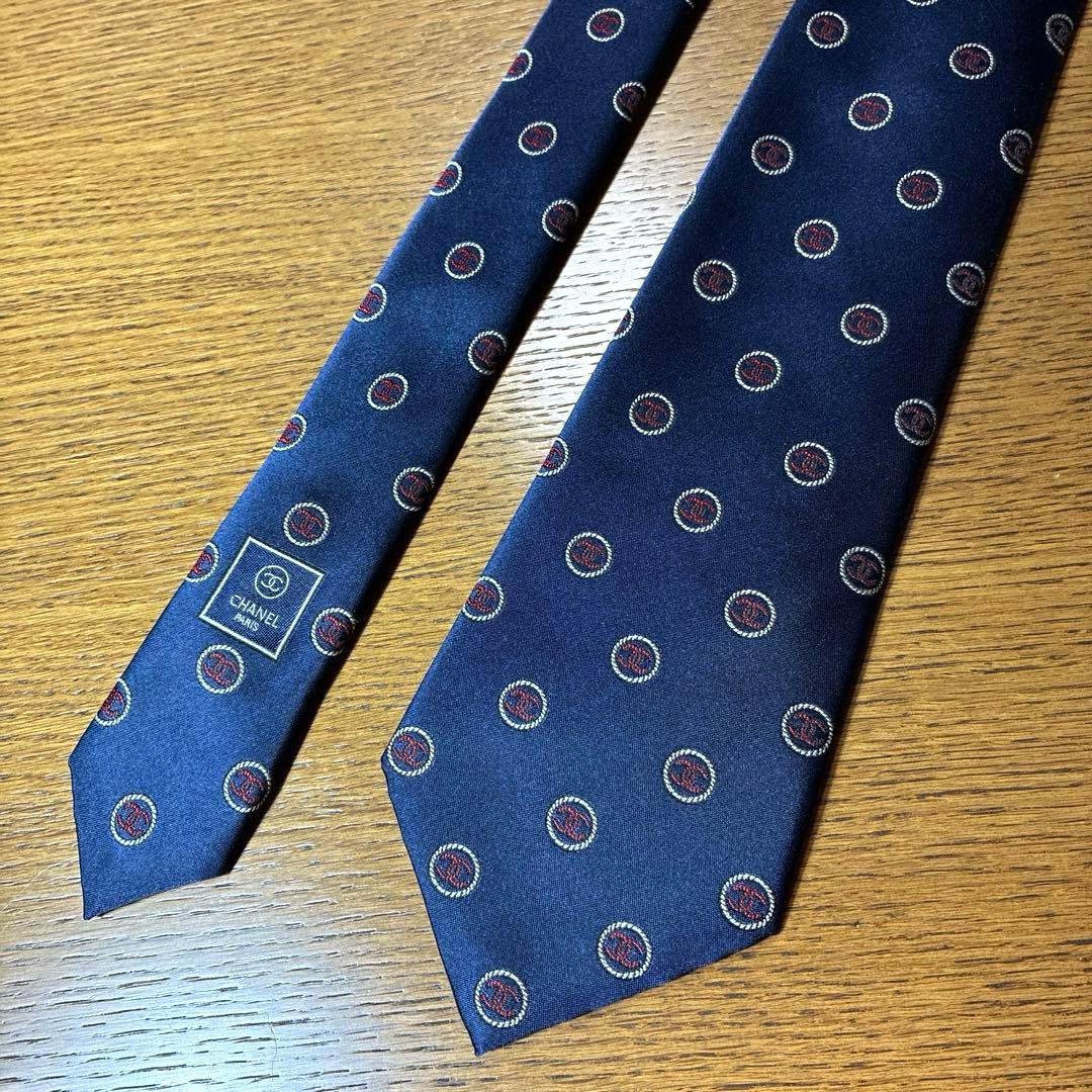 【美品】CHANEL シャネル 紺ネクタイ