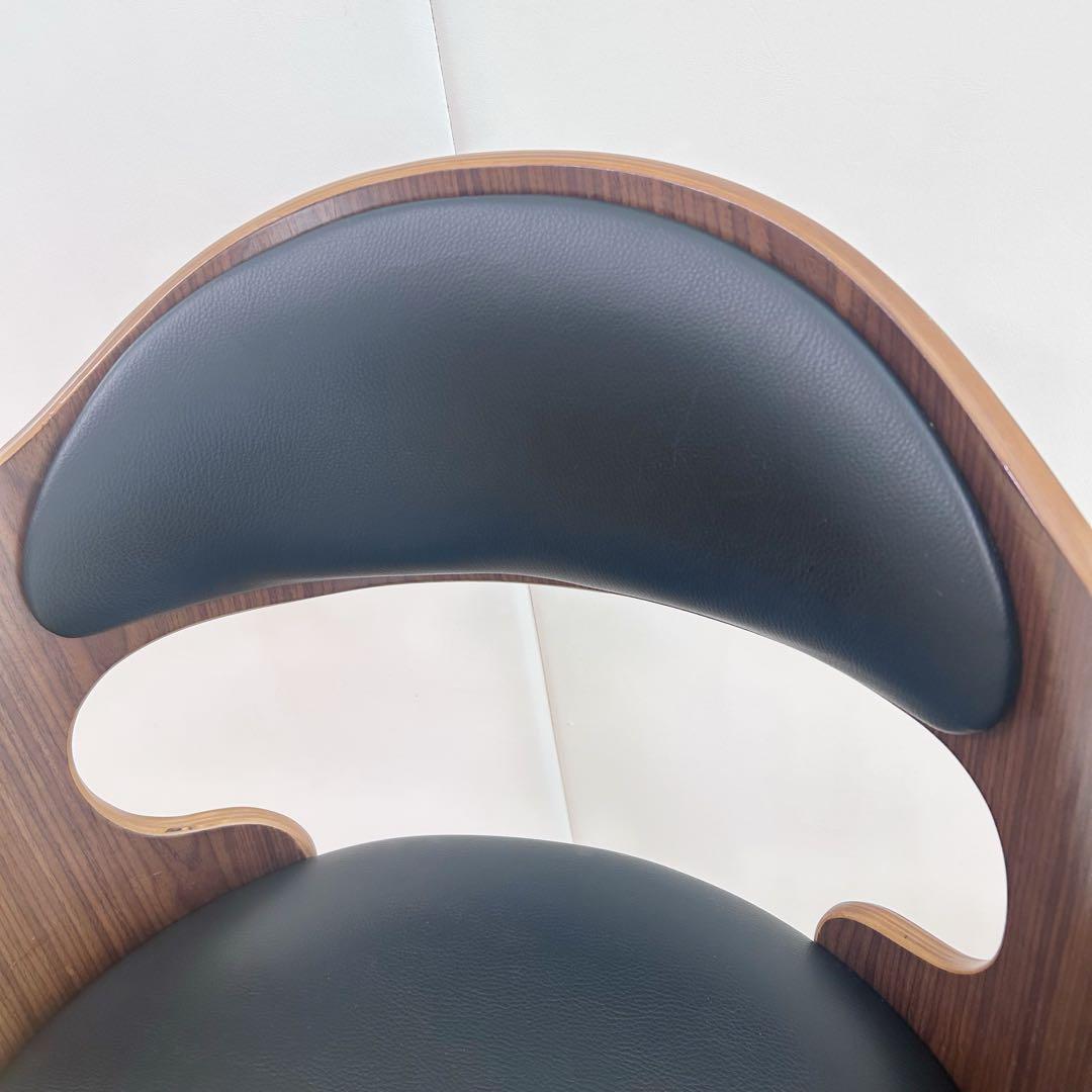 ウォールナット突板　昇降チェア　カウンターチェア　バーチェア　昇降回転式アーム