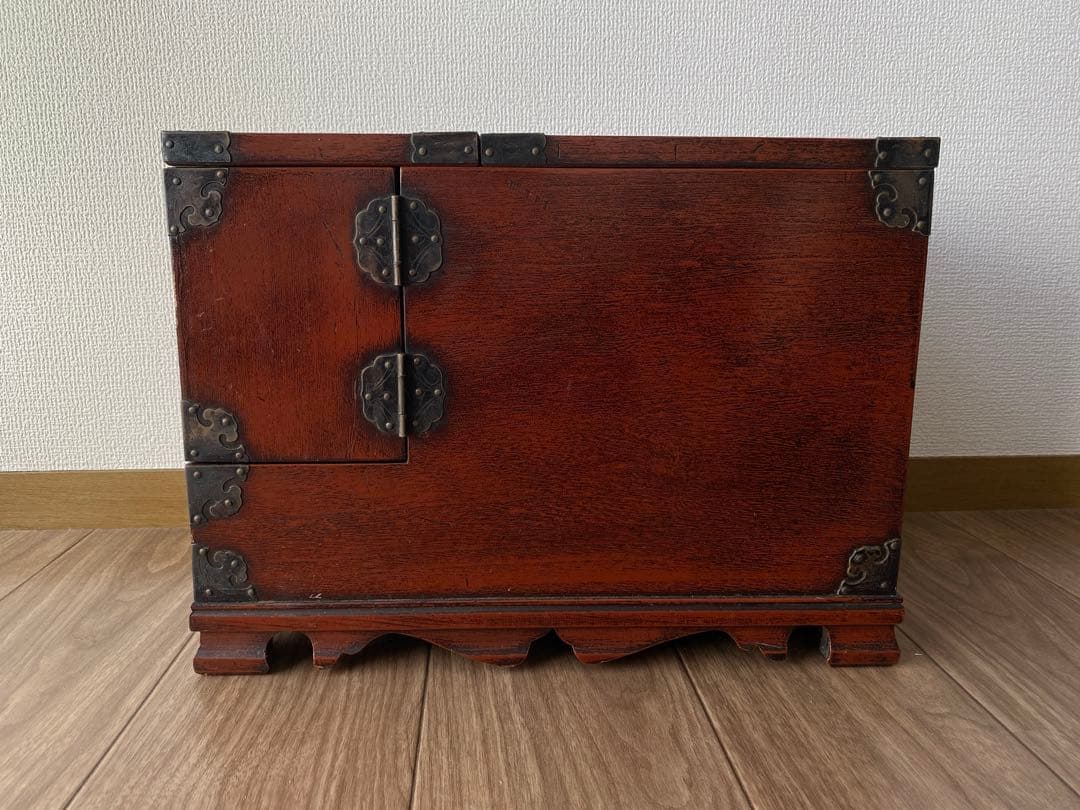 木製からくり鏡台 アンティークドレッサー 年代物