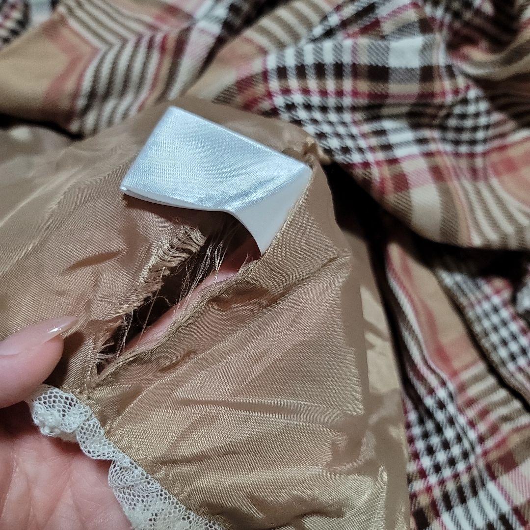 00s 希少 LIZLISA 起毛チェック柄 裾フリル プリーツスカパン 姫カジ