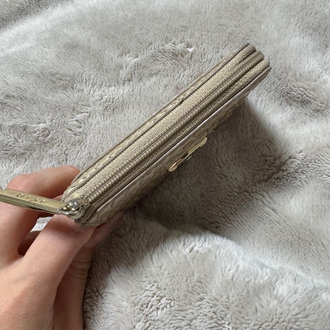 ATAO アタオ　ミリモ　折り財布　ゴールド金具　パイソン箔