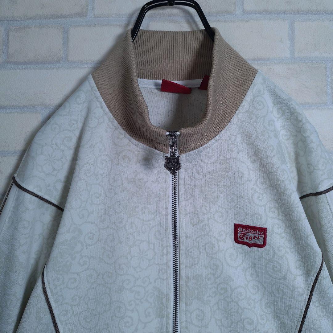 オニツカタイガー★和柄 虎刺繍 アームライン トラックジャケット ベージュ M