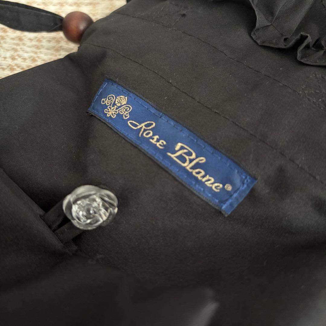 芦屋ロサブラン 3段フリル 折りたたみ 日傘 ブラック/黒