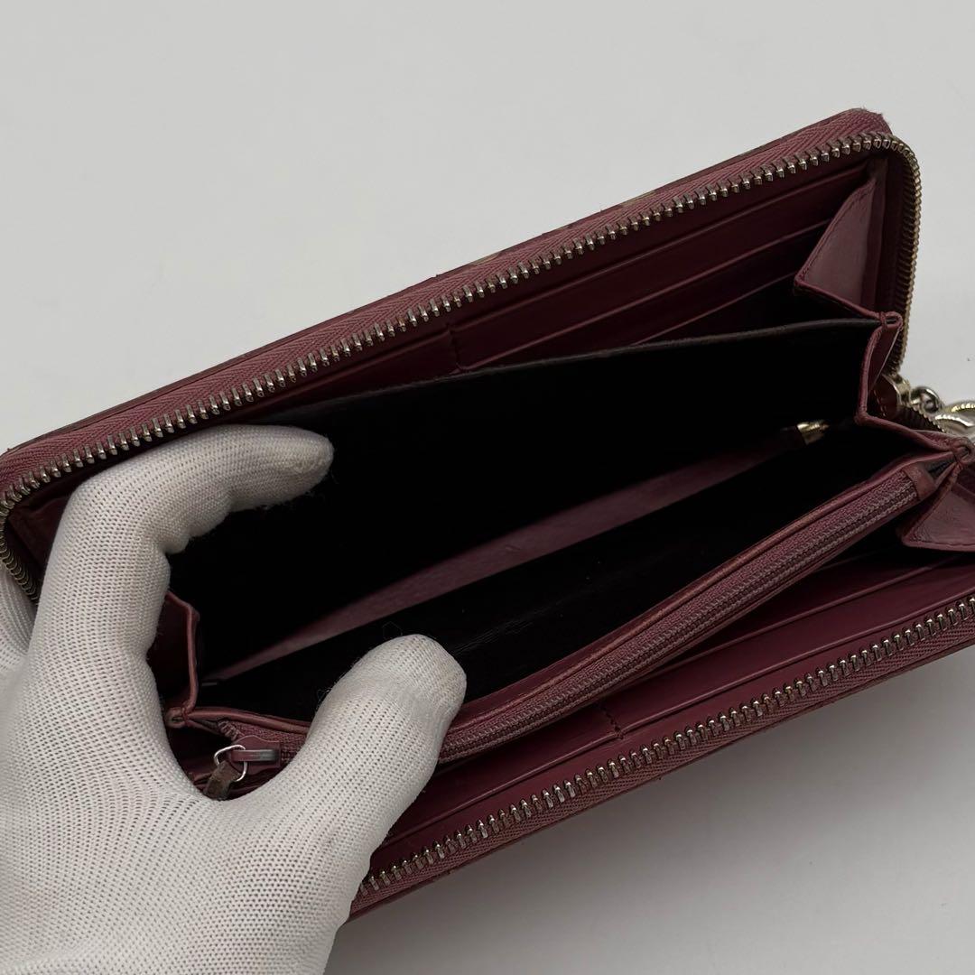 【美品】GUCCI レザー×PVC 長財布 GG総柄 インターロッキング ピンク