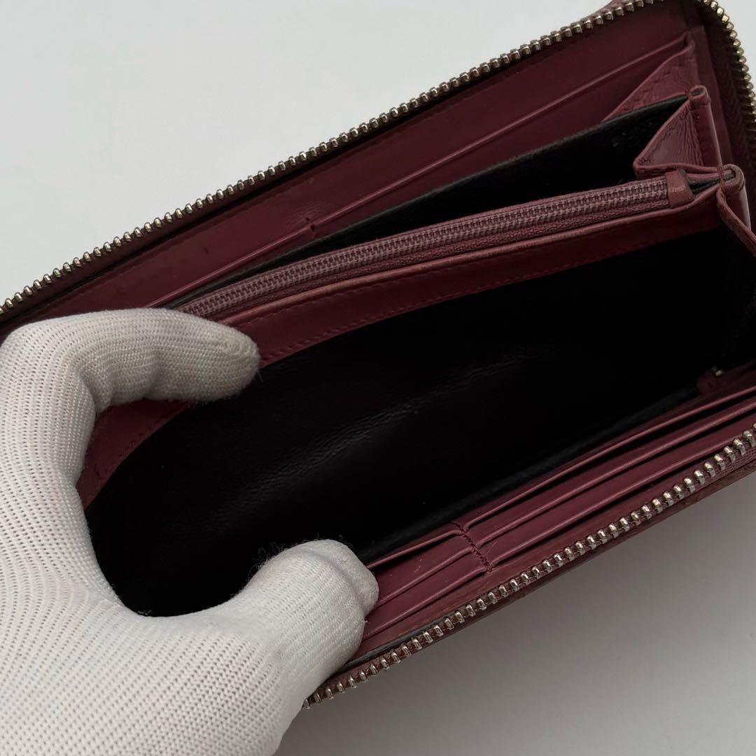 【美品】GUCCI レザー×PVC 長財布 GG総柄 インターロッキング ピンク