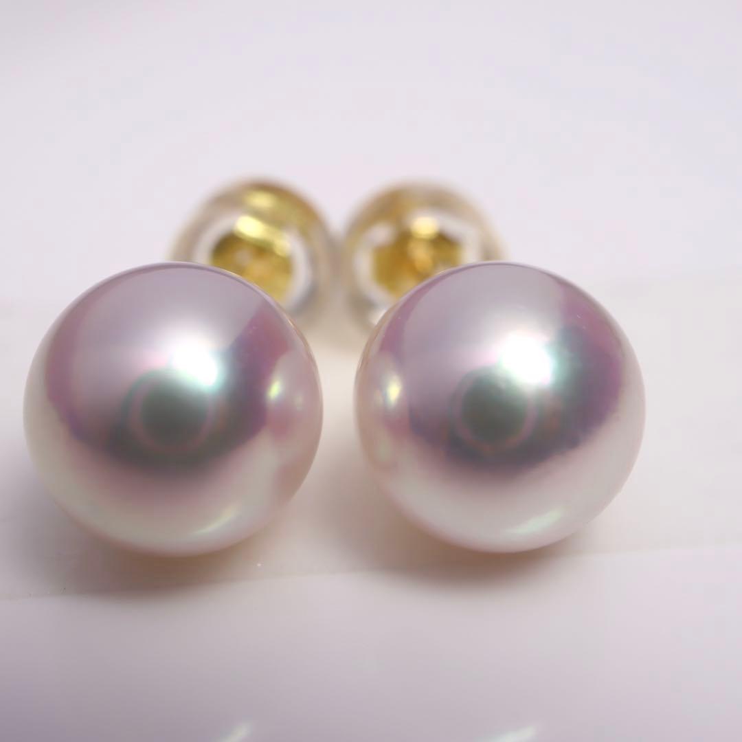 高グレード あこや真珠 ピアス アコヤパール ピアス ピンク系 オーロラ干渉02