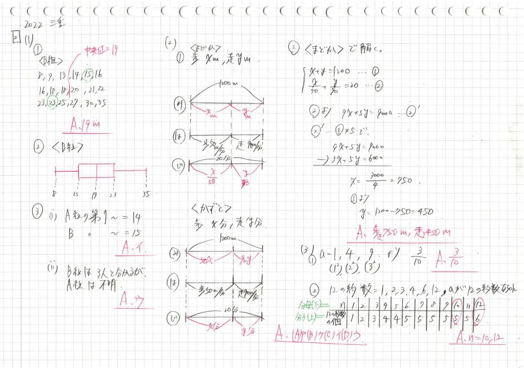今だけ割引 塾講師オリジナル数学解説 全動画付 2022 全公立＋自校作成10校