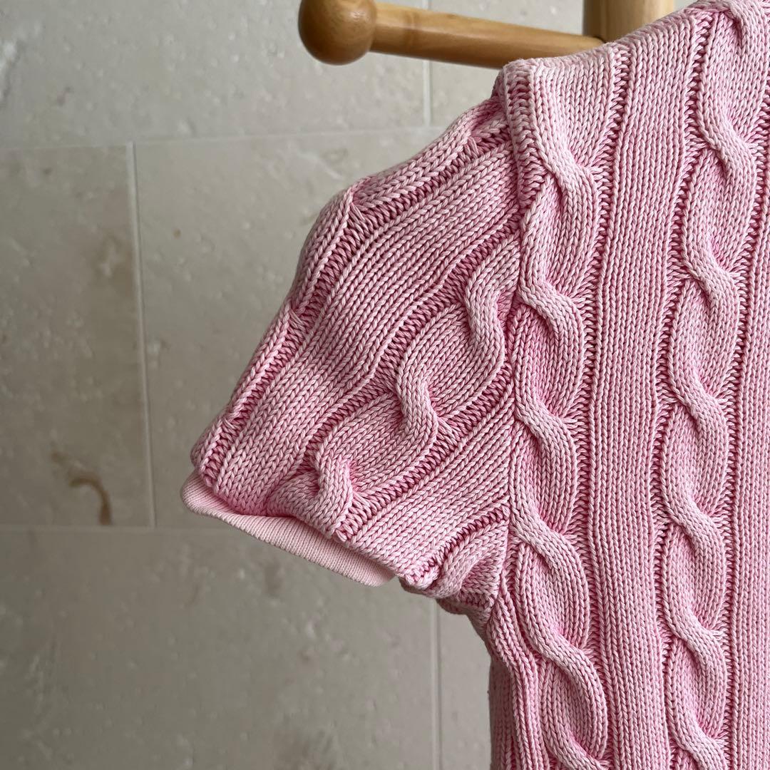 Polo Ralph Lauren ピンク ケーブル編み ポロシャツ S