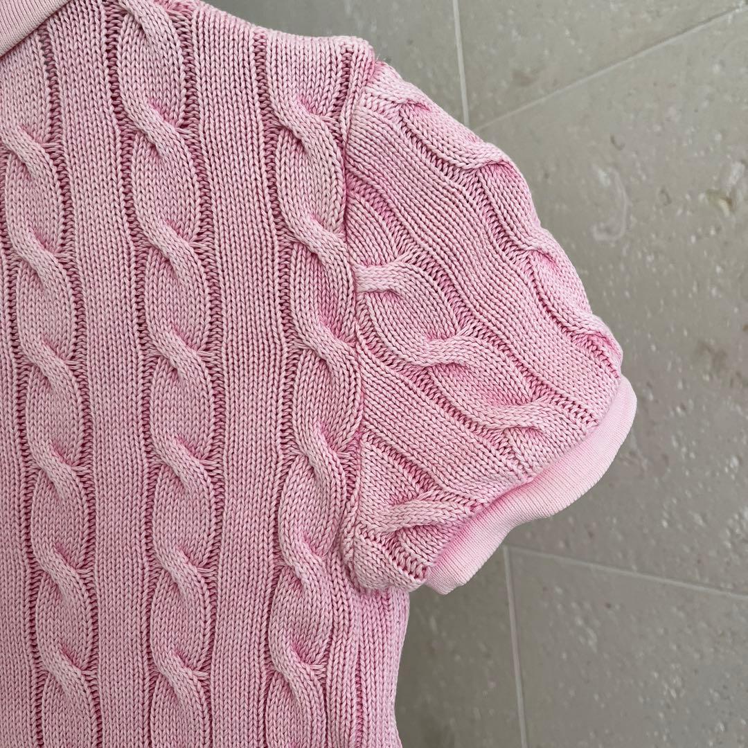 Polo Ralph Lauren ピンク ケーブル編み ポロシャツ S