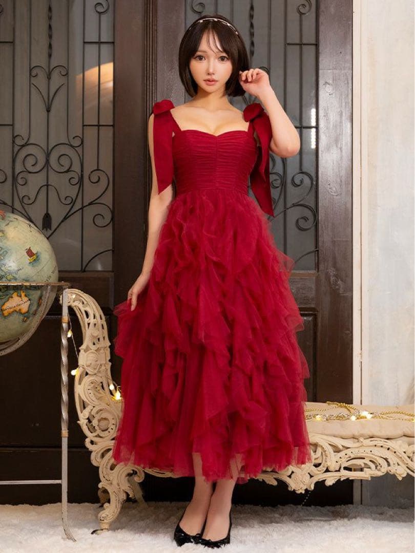 ROBEdeFLEURSローブドフルール ボリュームチュール ショルダーリボン