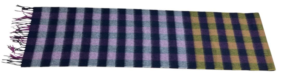 ★美品★ジョンストンズ スコットランド製 カシミヤ100％チェックマフラー