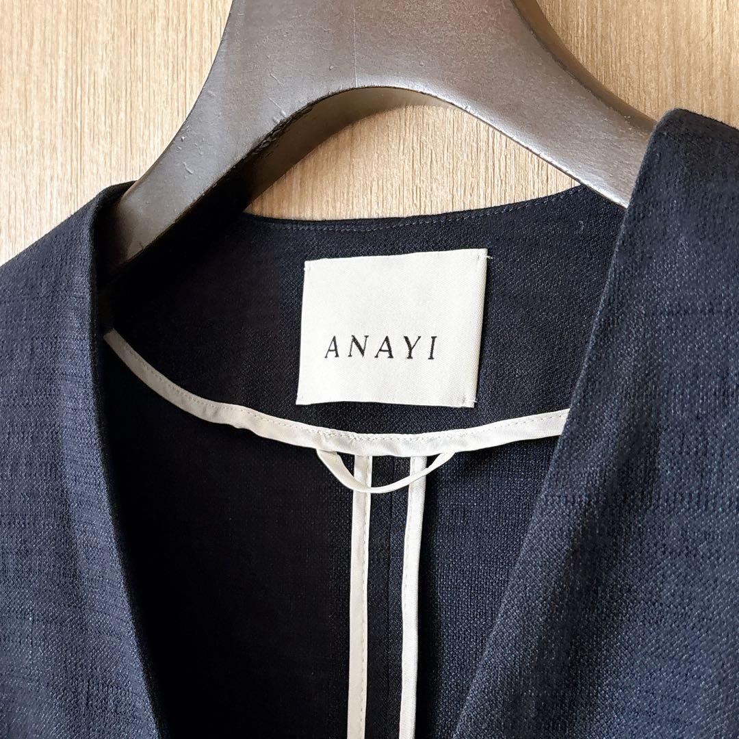 【427】アナイ　リネンオックスダブル　ジャケット　36 濃紺