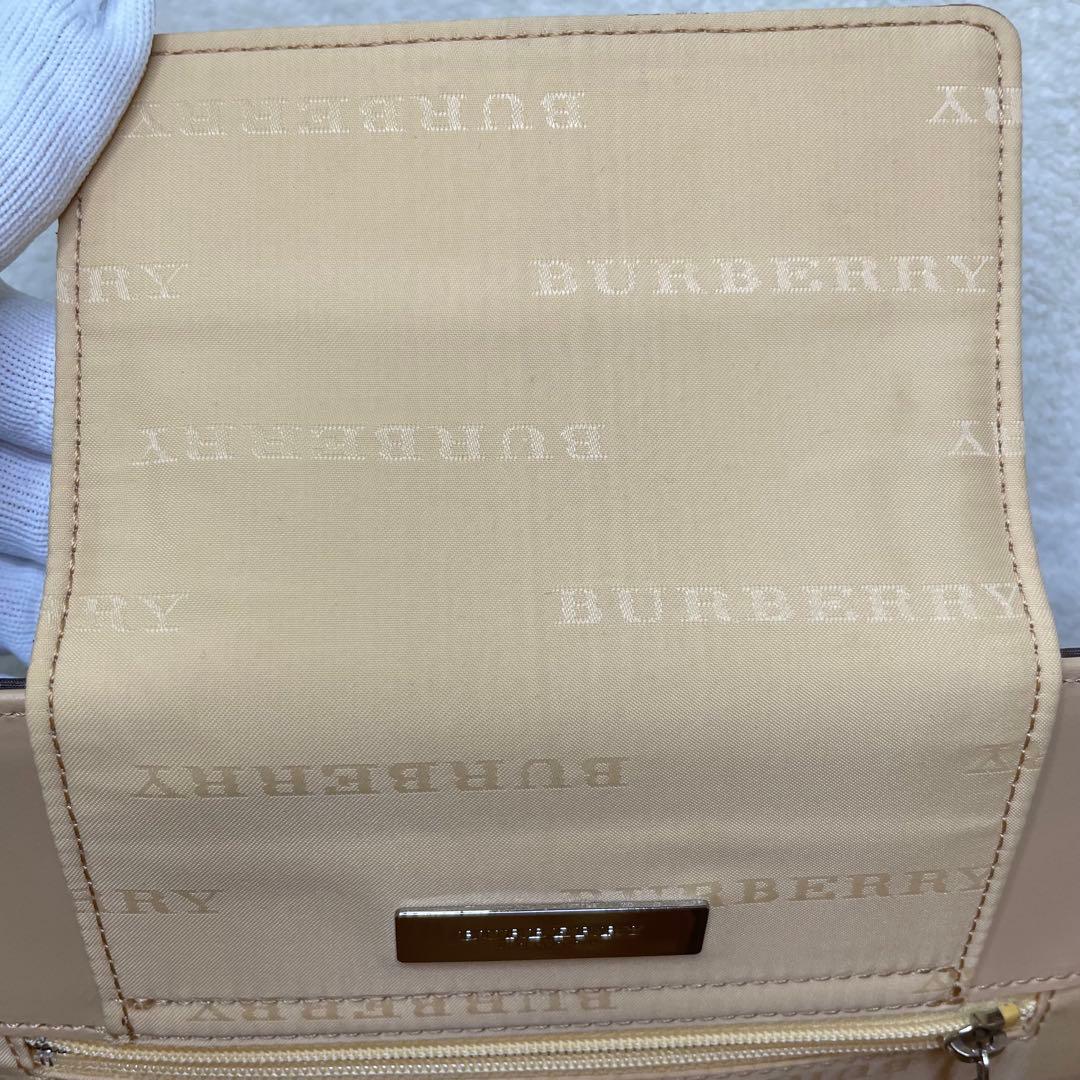 美品 バーバリーロンドン ハンドバッグ チェック柄 キャンバス レザー