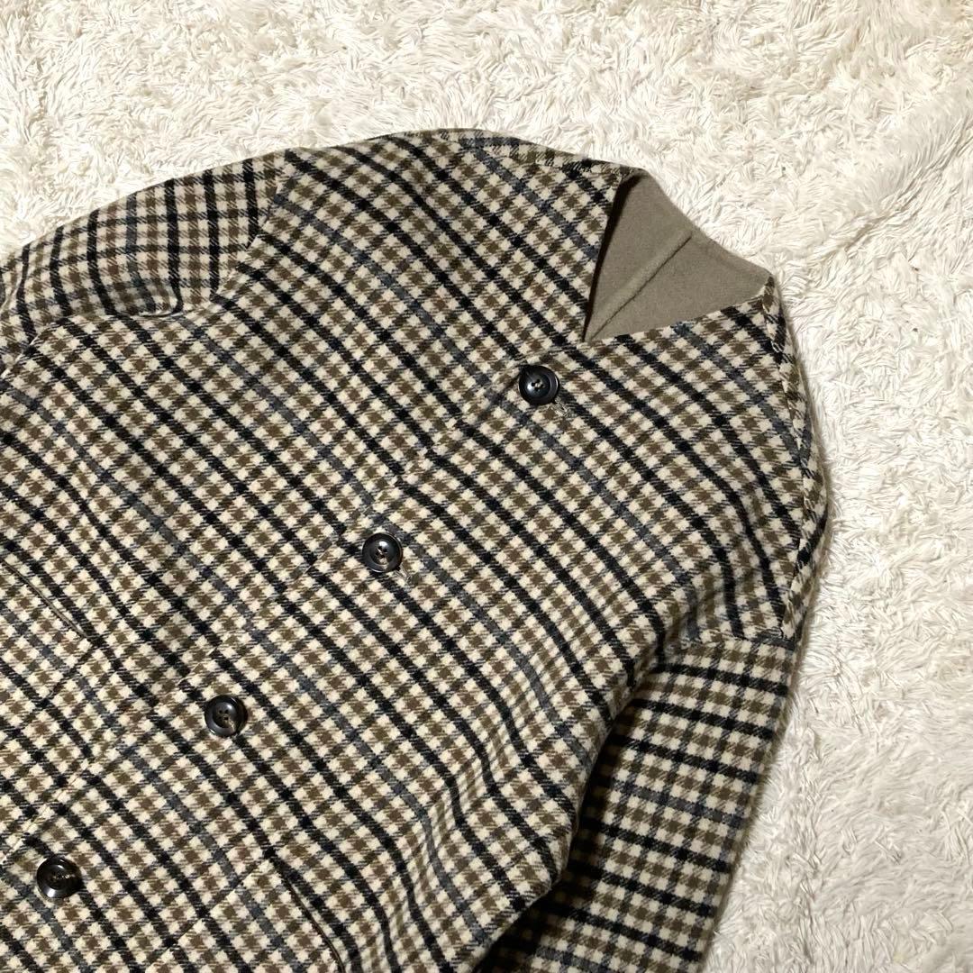 LE GLAZIK ルグラジック チェック柄 リバーシブル ノーカラーコート