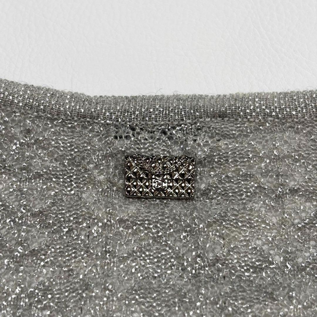極美品 シャネル マトラッセ金具 サマーTシャツ カシミヤシルク Mサイズ