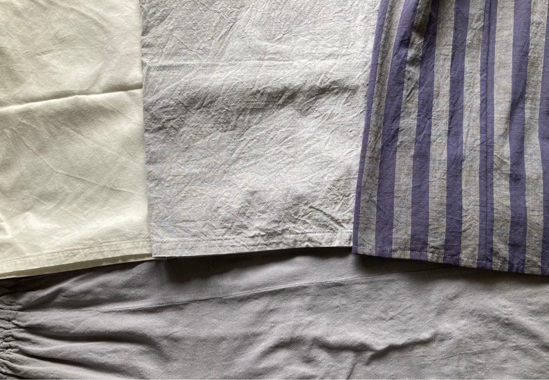 ヤンマ産業 会津木綿 キュロットパンツ(ライトグレー) 長めのロング丈