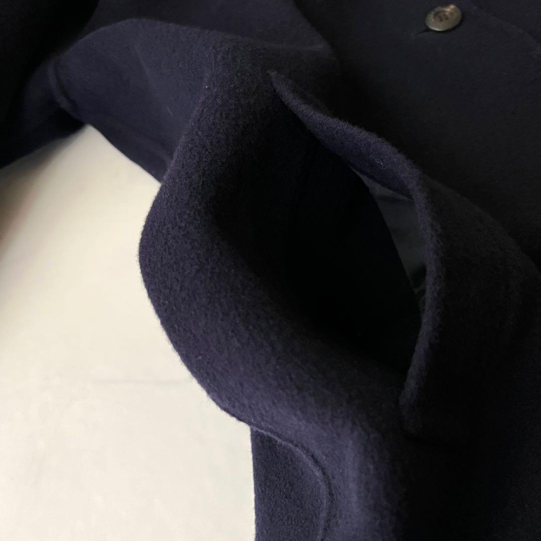 バーバリー ダブルフェイス ロングコート ネイビー ノバチェック カシミヤ混 M