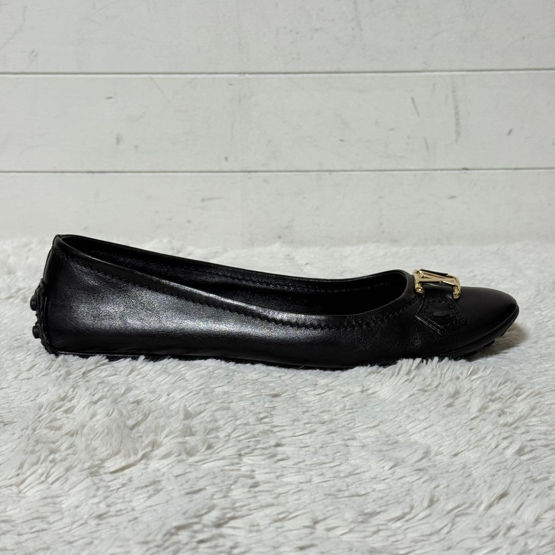 極美品✨ ルイヴィトン　パンプス　LVロゴ　ゴールド　レザー　黒　37 1/2