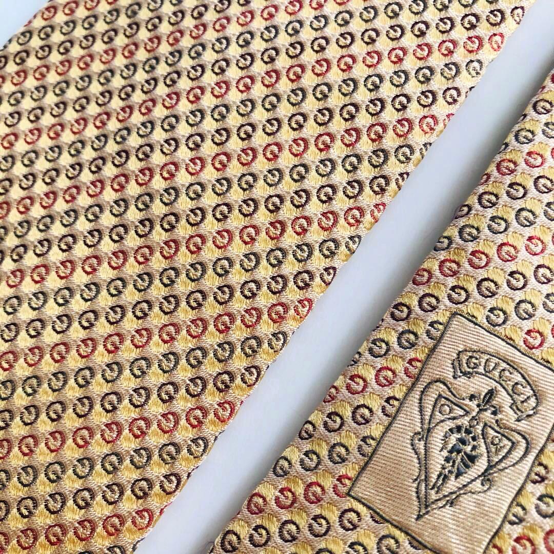 GUCCI ネクタイ 紋章柄 イエロー