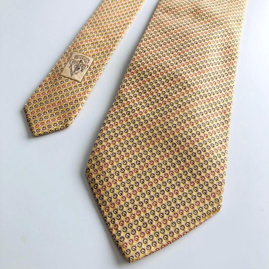 GUCCI ネクタイ 紋章柄 イエロー