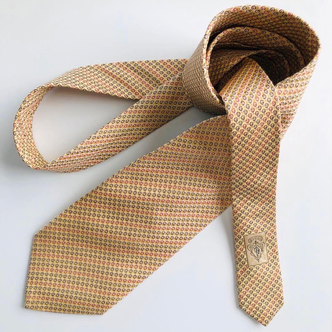 GUCCI ネクタイ 紋章柄 イエロー