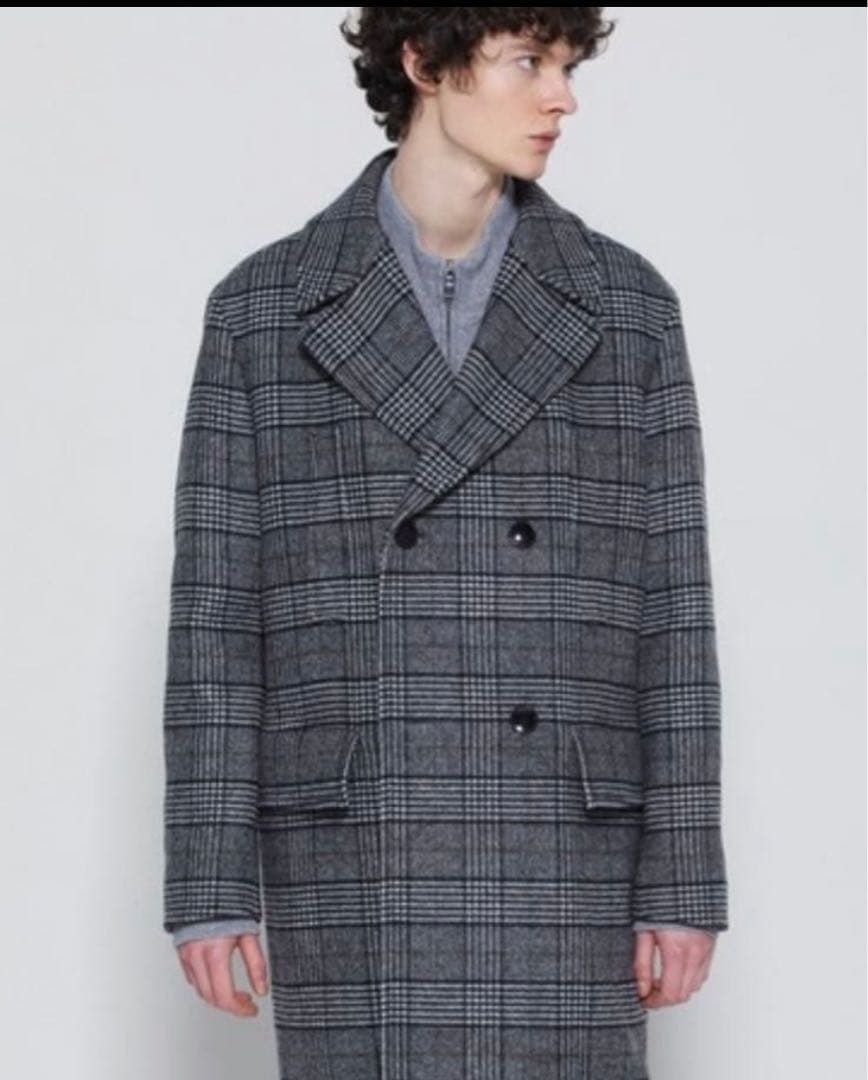 BOSS グレンチェック ダブルブレステッド コート　３XL