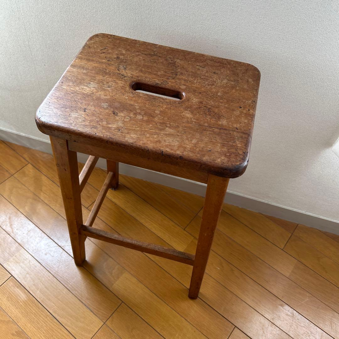 アンティーク　木製スツール 持ち手穴付き