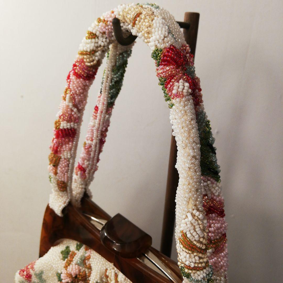 花柄刺繍総ビーズ和装用バッグ