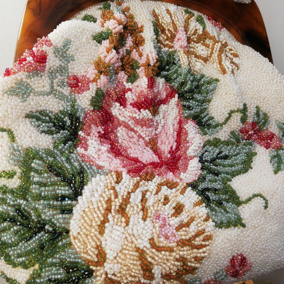 花柄刺繍総ビーズ和装用バッグ