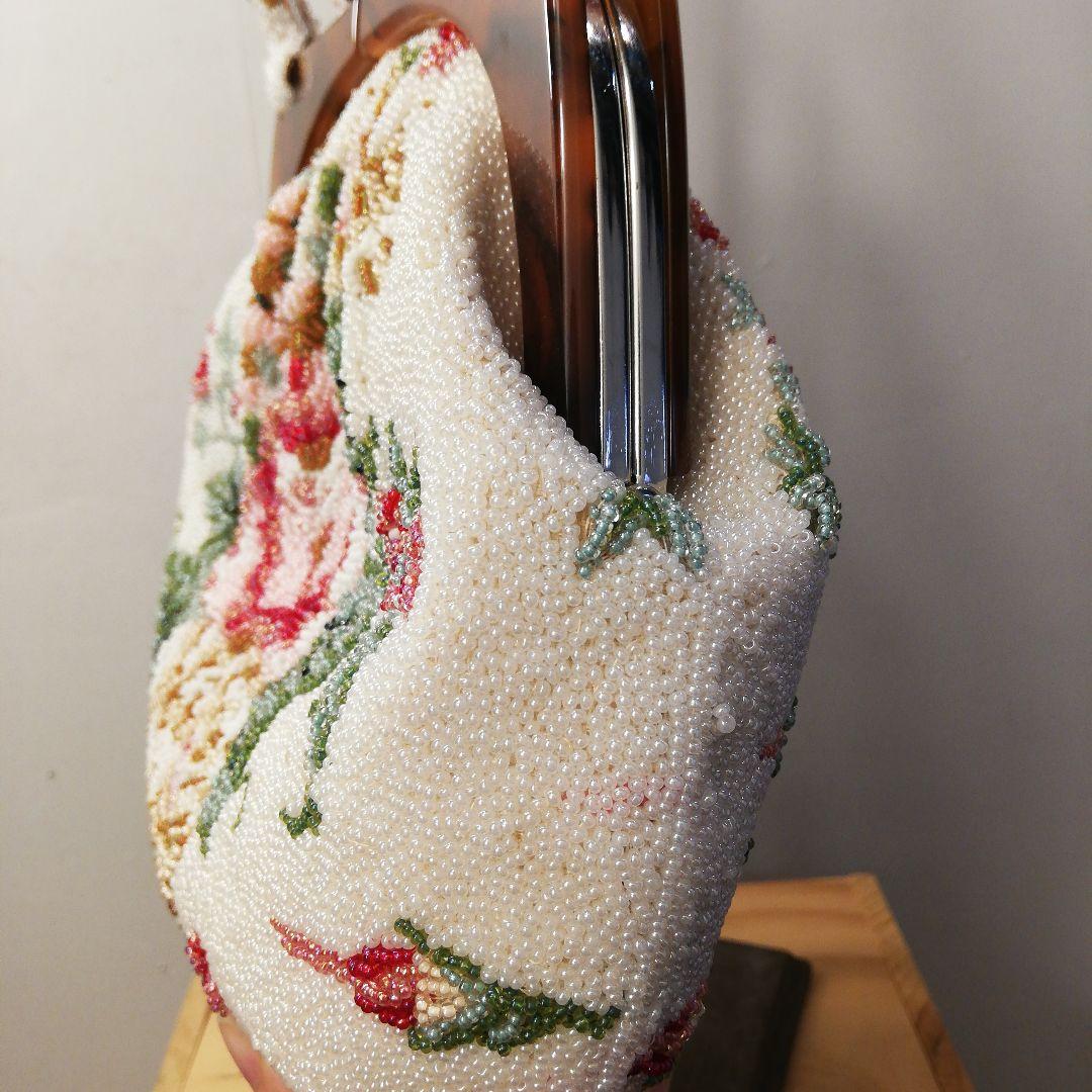 花柄刺繍総ビーズ和装用バッグ