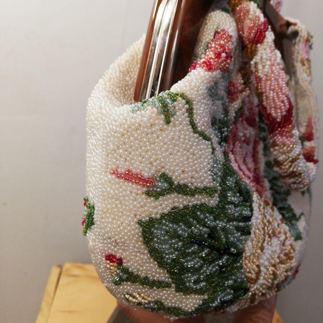 花柄刺繍総ビーズ和装用バッグ