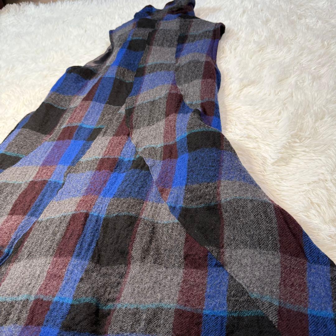 センソユニコ io comme ioチェックドレープネックフレアワンピ 38