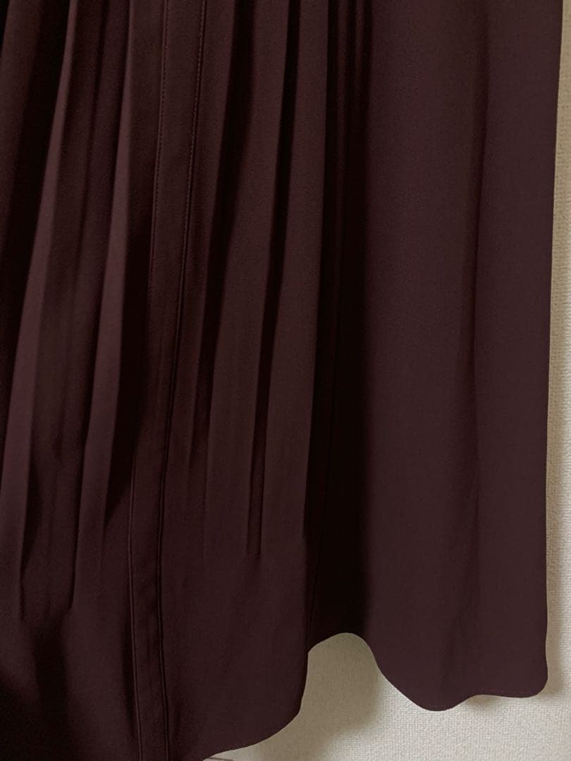 (美品)セルフォード ボウタイプリーツワンピース ワインレッド 34サイズ