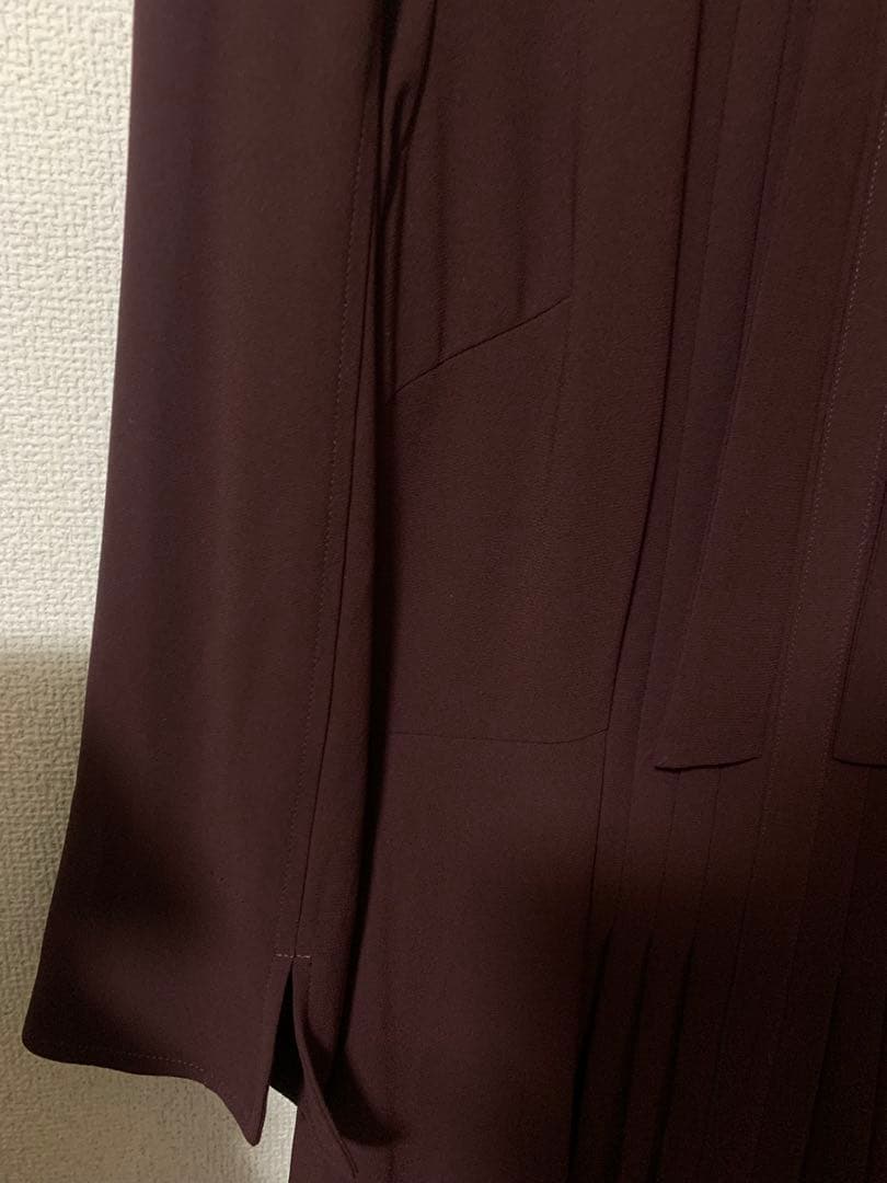 (美品)セルフォード ボウタイプリーツワンピース ワインレッド 34サイズ