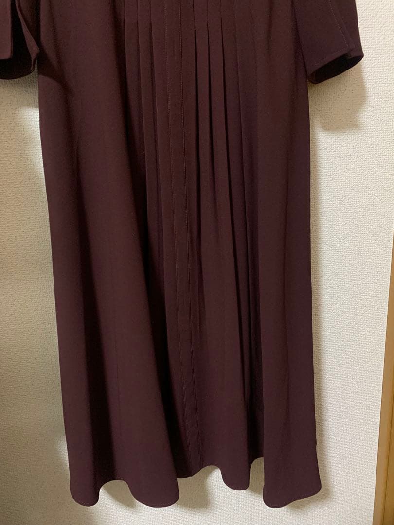 (美品)セルフォード ボウタイプリーツワンピース ワインレッド 34サイズ