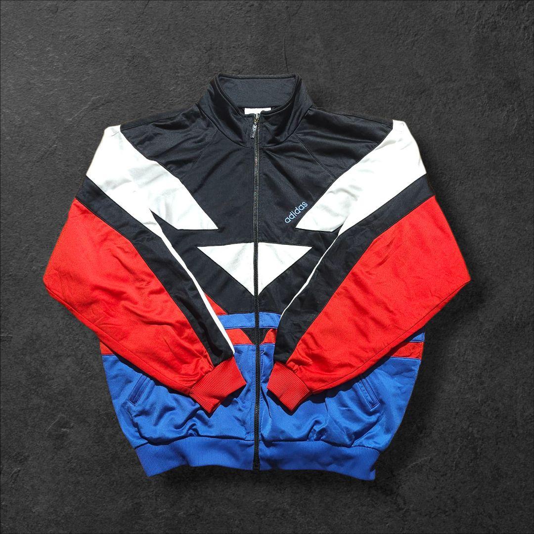 80s oldadidasオールドアディダストラックジャケット刺繍ロゴ万国旗タグ