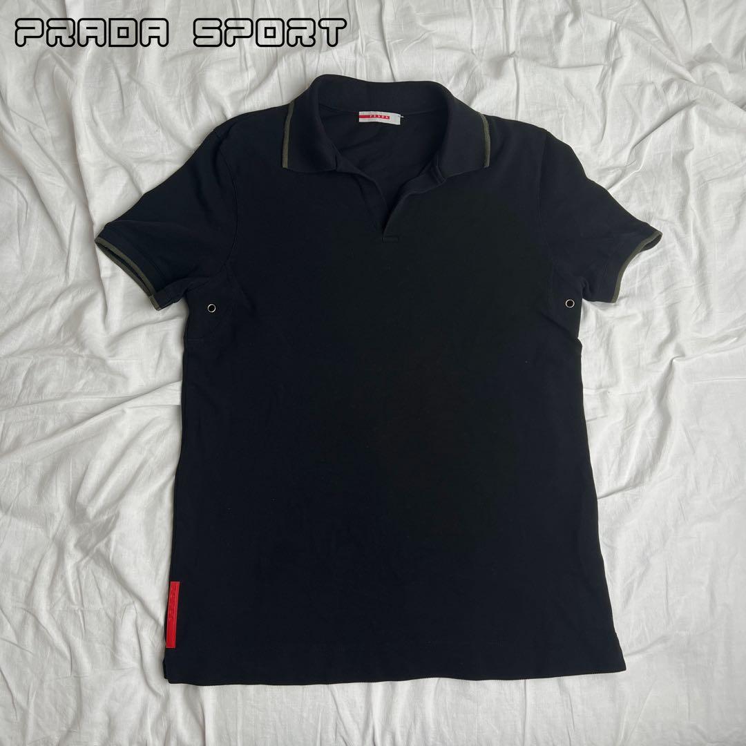 トップス 00s PRADA SPORT polo shirts black green