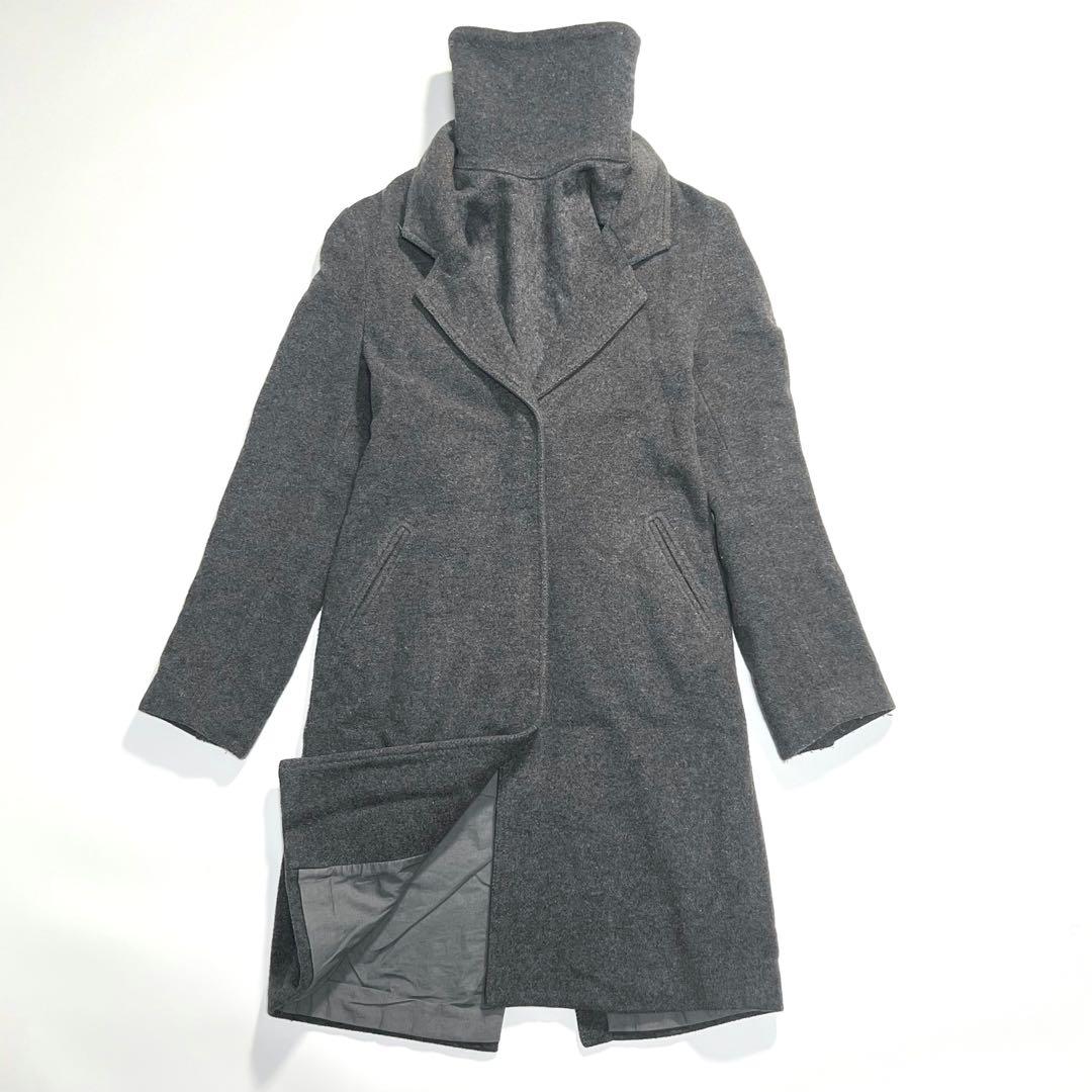 MM6　チェスターコート　2Way　カシミヤ　グレー　比翼ボタン　36