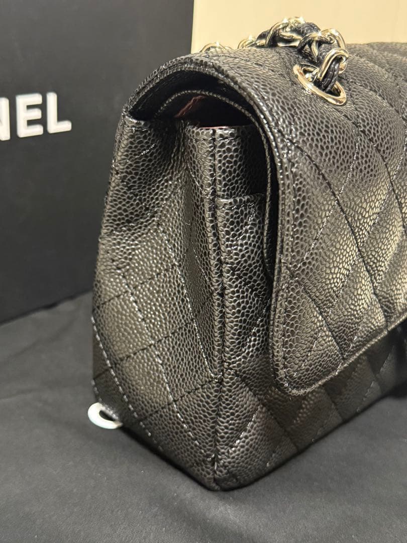 ノベルティCHANEL チェーン フラップバッグ キャビアスキン 2way