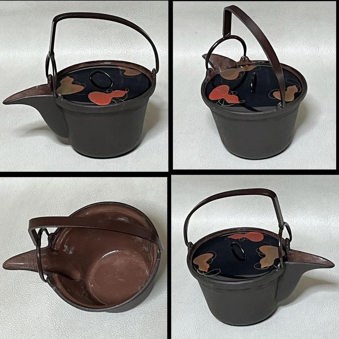 銚子 文映 共箱 瓢蒔絵 塗蓋付 替蓋付 瓢箪蒔絵 鉄製 酒次 酒器 k3388